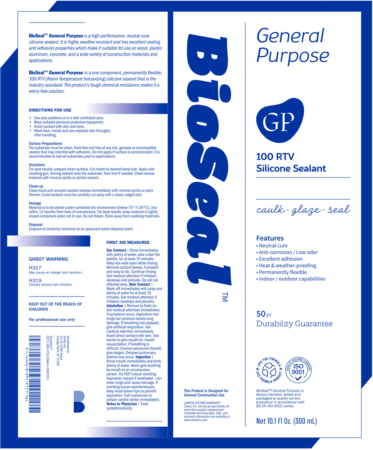 Aluminum General Purpose BioSeal Silicone Caulk & Sealant 10.1oz - UV Protection / 100% RTV / Odorless